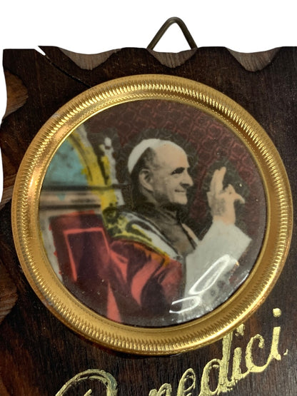 Small Vintage Pope Paul VI Benedici la mia Casa 3.5" x 1.5"