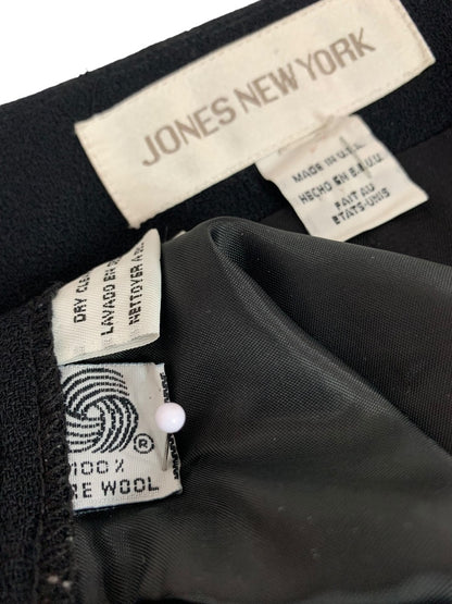 Size 12 Jones New York Womens Black Suit Worsted Wool Jacket Pants 1990s