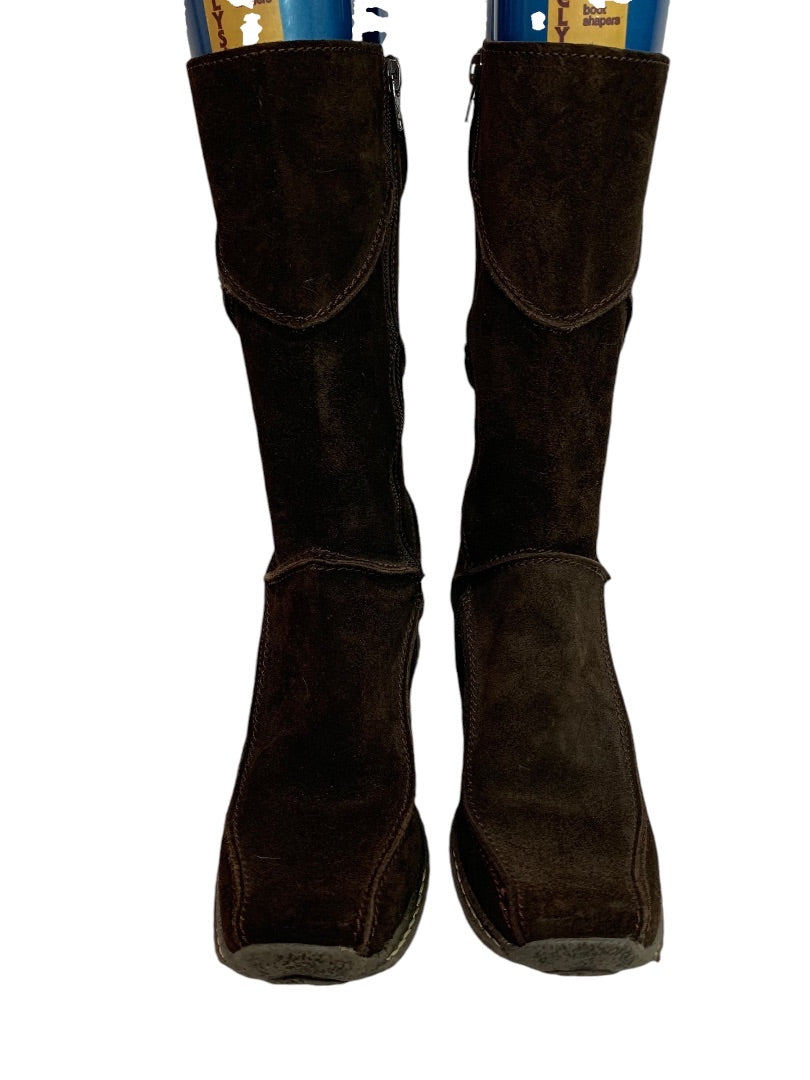 Size 39 (Size 8) Elle Womens Brown Boots Pieced Suede