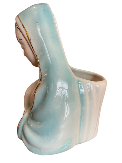 Vintage Midcentury Virgin Mary Praying Blessed Mother Planter 7 Inch