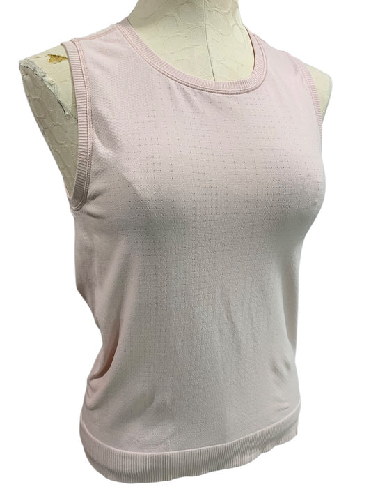 Medium Womens Blush Pink Activewear Tank Perforated Banded Hem