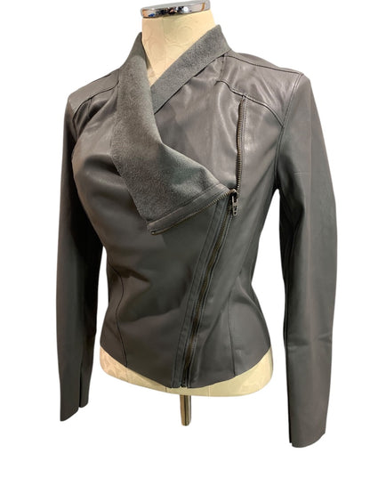 XS BlankNYC Womens Gray Vegan Leather Moto Style Jacket