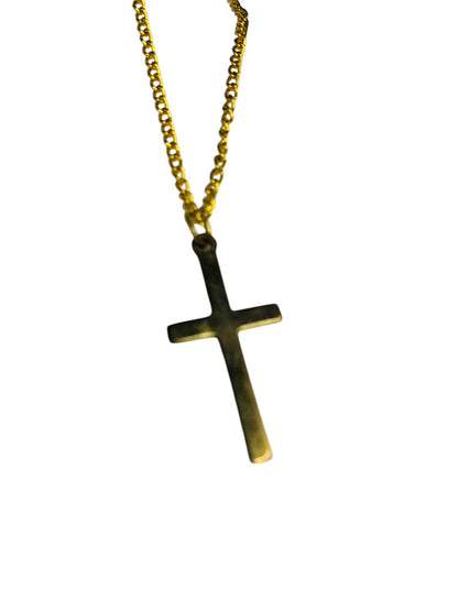 Goldtone Cross Pendant 21" Chain Necklace Spring Clasp