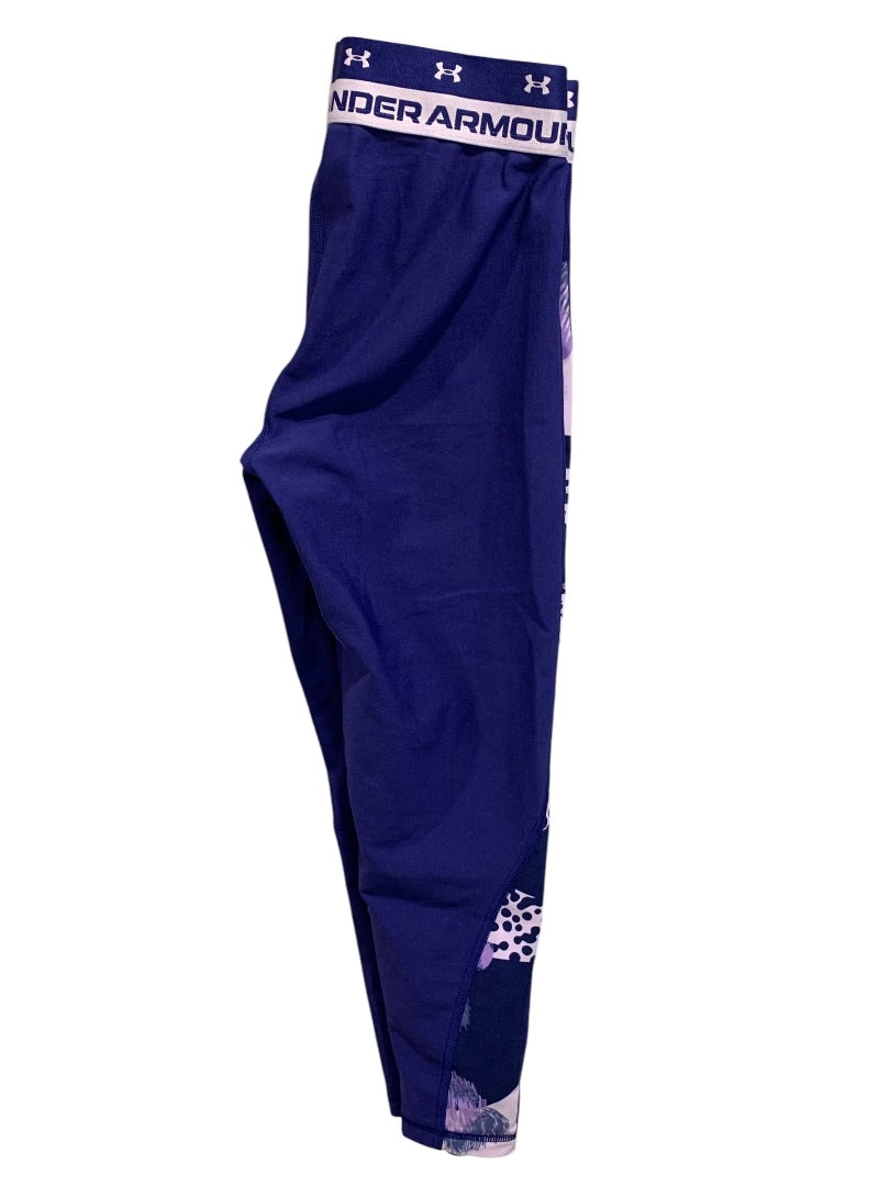 Medium Under Armour Girls Youth Purple Side Stripe Leggings Activewear