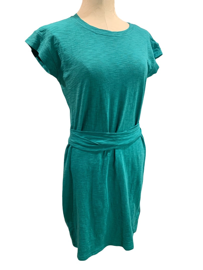 XS J.Crew Tie Waist Tshirt Dress Short Sleeve Green Style BI142