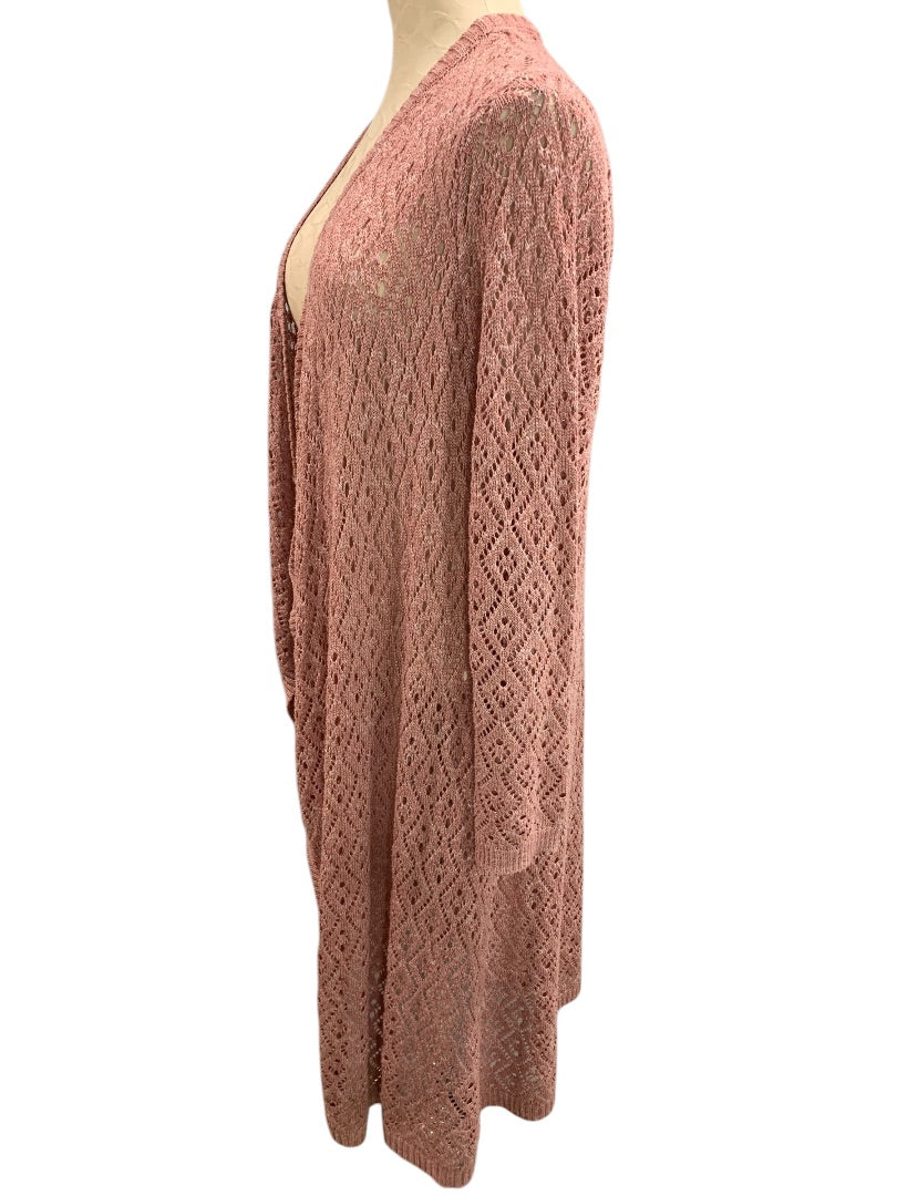 3X Torrid Womens Pink Pointelle Drape Cardigan Sweater