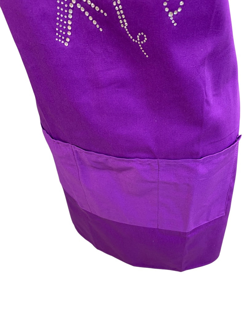 Plum Hill New Hair Stylist Apron Purple Rhinestone Tools Pocket