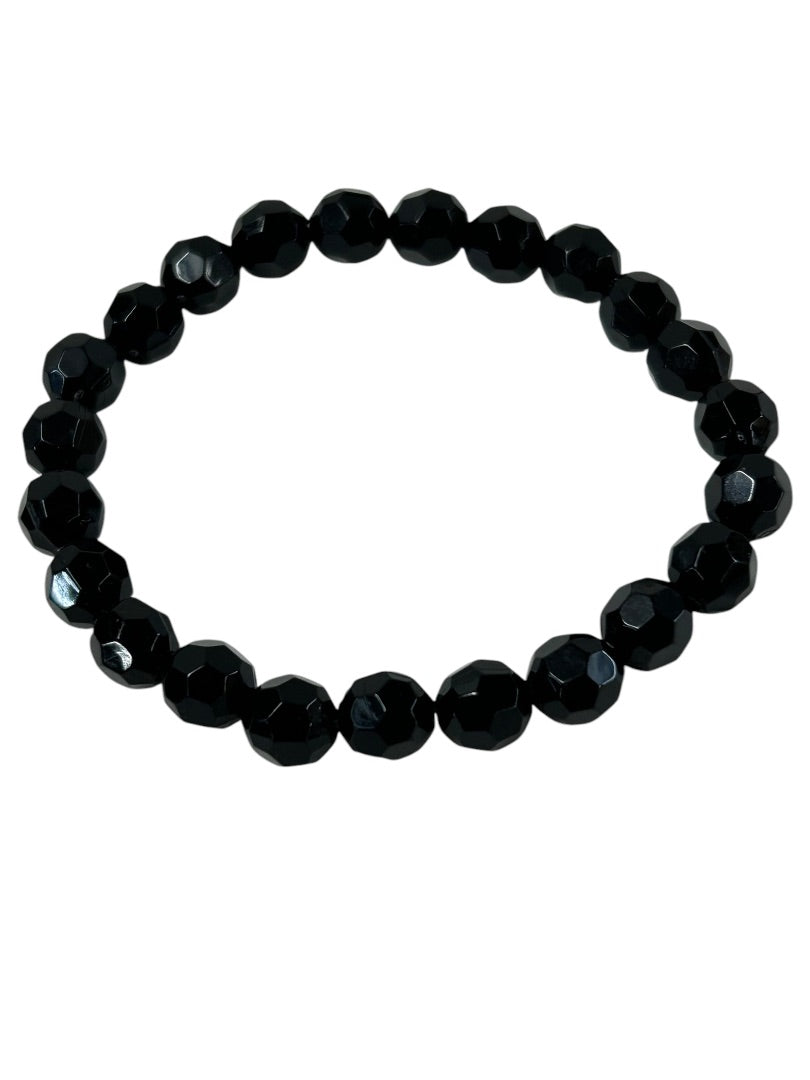 Set of 2 Acrylic Stretch Bracelets Black Purple Pink