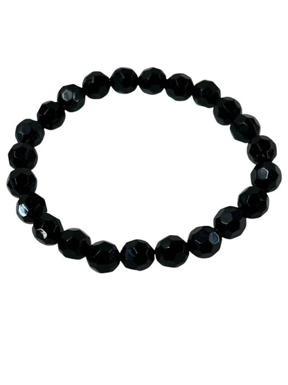 Set of 2 Acrylic Stretch Bracelets Black Purple Pink