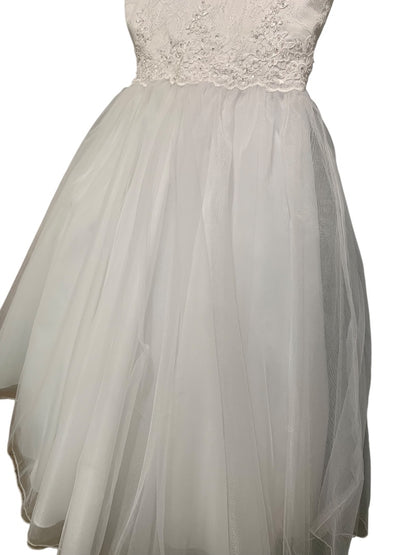 Size 8X Tall Joan Calabrese Girls First Communion Dress Beaded Lace Bodice