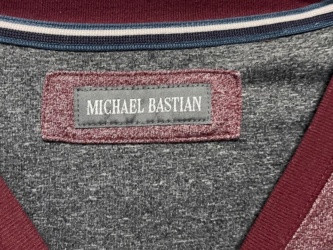 Large Michael Bastian Long Sleeve Pocket Mens Crew Neck Red Heather