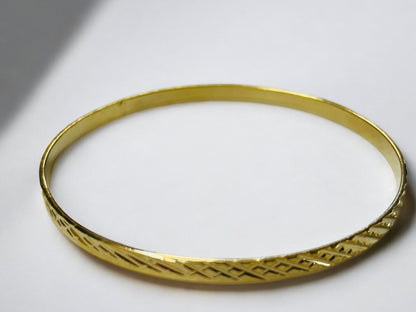 Goldtone Bangle Bracelet 2.6 Inch Inside Diameter Textured