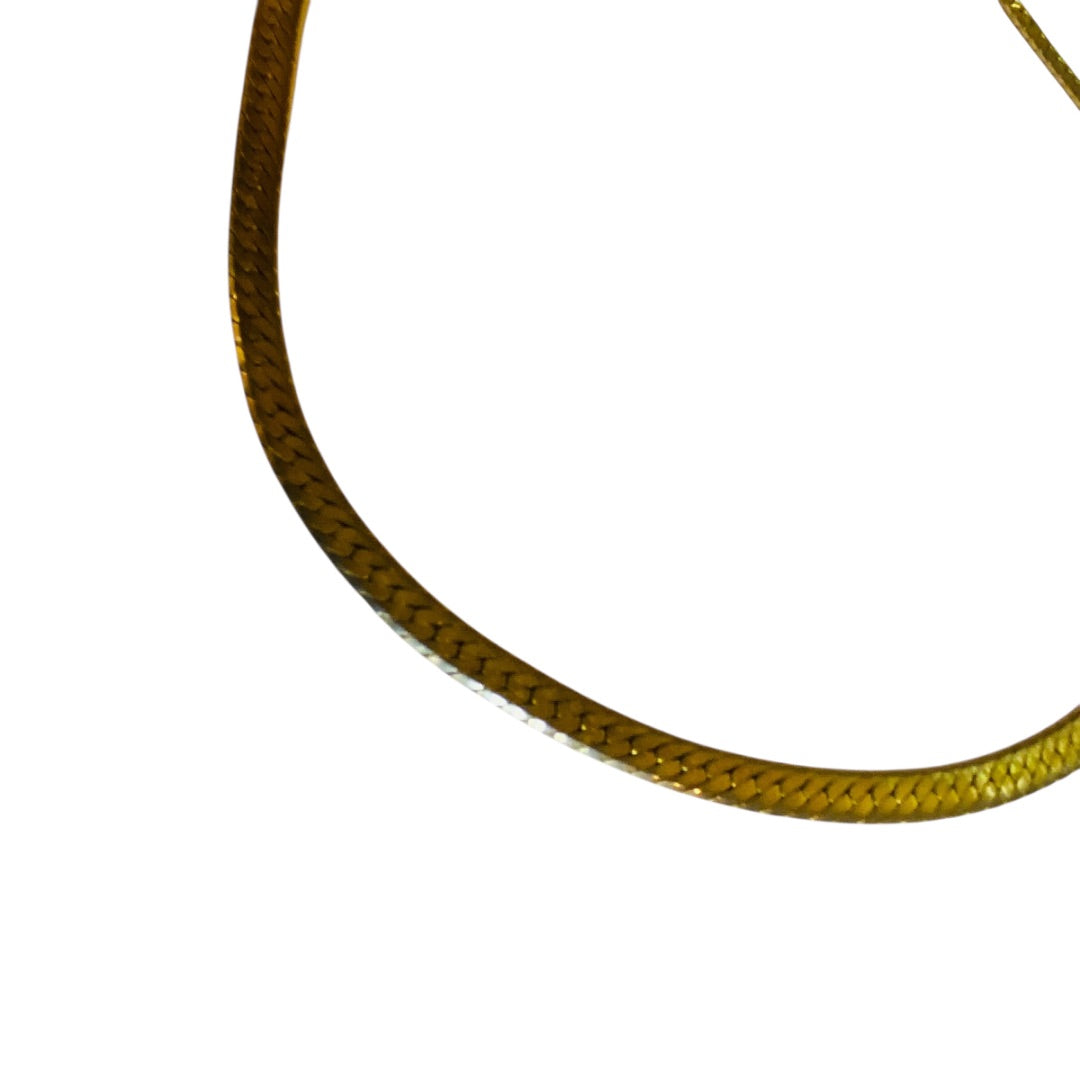 Vintage Goltone Herringbone 18 Inch Chain Necklace Lobster Clasp 5mm