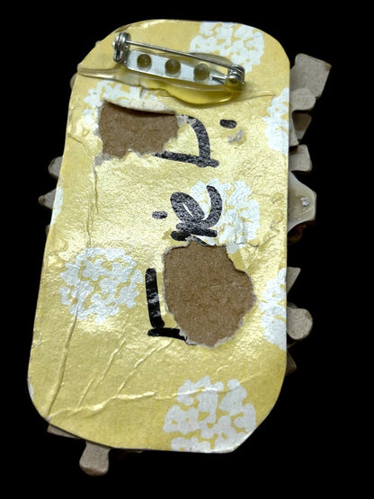 Handmade Brooch Puzzle Pieces 3.5" x 1" Bright Colorful Pin