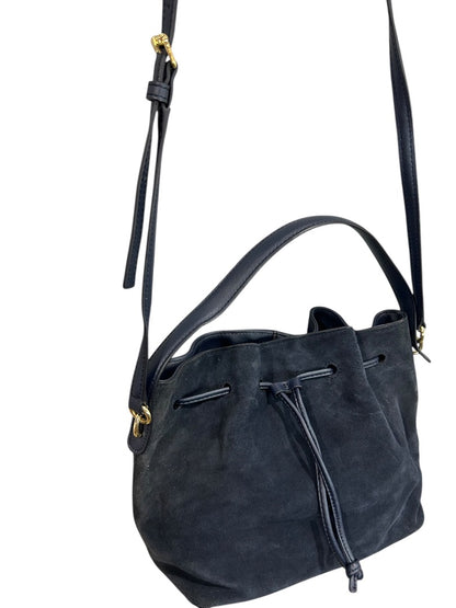 Talbots Blue Suede Drawstring Bucket Bag Purse Top Handle and Strap