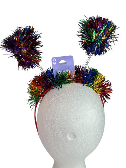 Claires New Bopper Rainbow Headband Pom Poms Tinsel