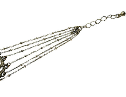 1960s Signed NRI Silvertone Bracelet Art Deco Inspired 7.25-8.5"