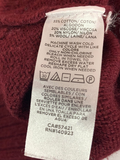 XS Loft Womens Burgundy Sweater Crewneck Wool Blend