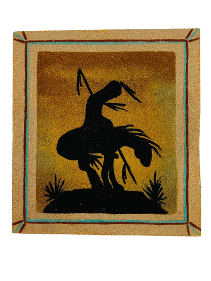 Native American Sand Painting Water Horse 7"h x 6.5"w