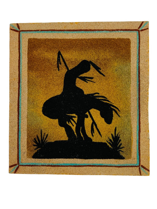 Native American Sand Painting Water Horse 7"h x 6.5"w