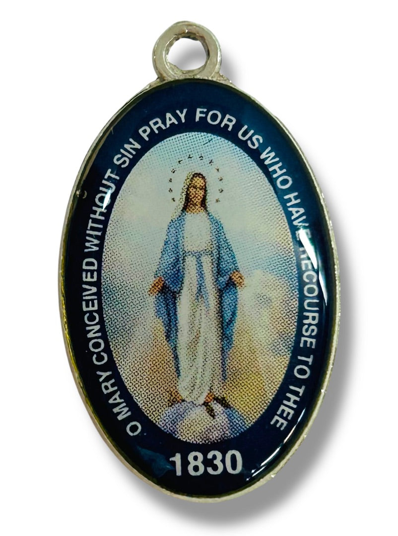 Vintage Blessed Mother Religious Medal Charm Resin 1"