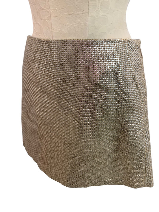 Size 8 TopShop Woven Metallic Mini Skirt Pockets Side Zip