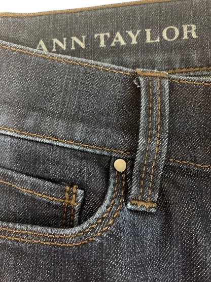 Size 8 Ann Taylor Womens Jean Shorts Stretch Denim Dark Wash Cuffed