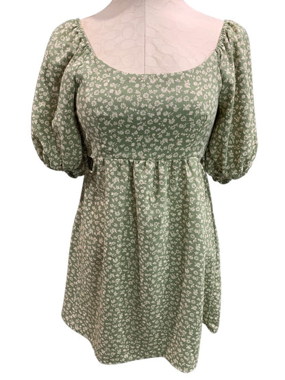 Small Altar'd State Off Shoulder Dress Pullover Green Floral Print Waist Cut Out