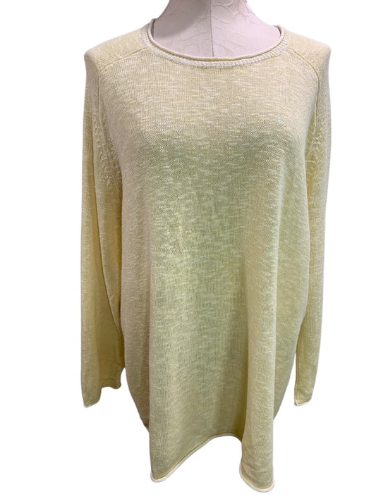 XL Eileen Fisher Womens Light Yellow Sweater Tunic Organic Linen Blend