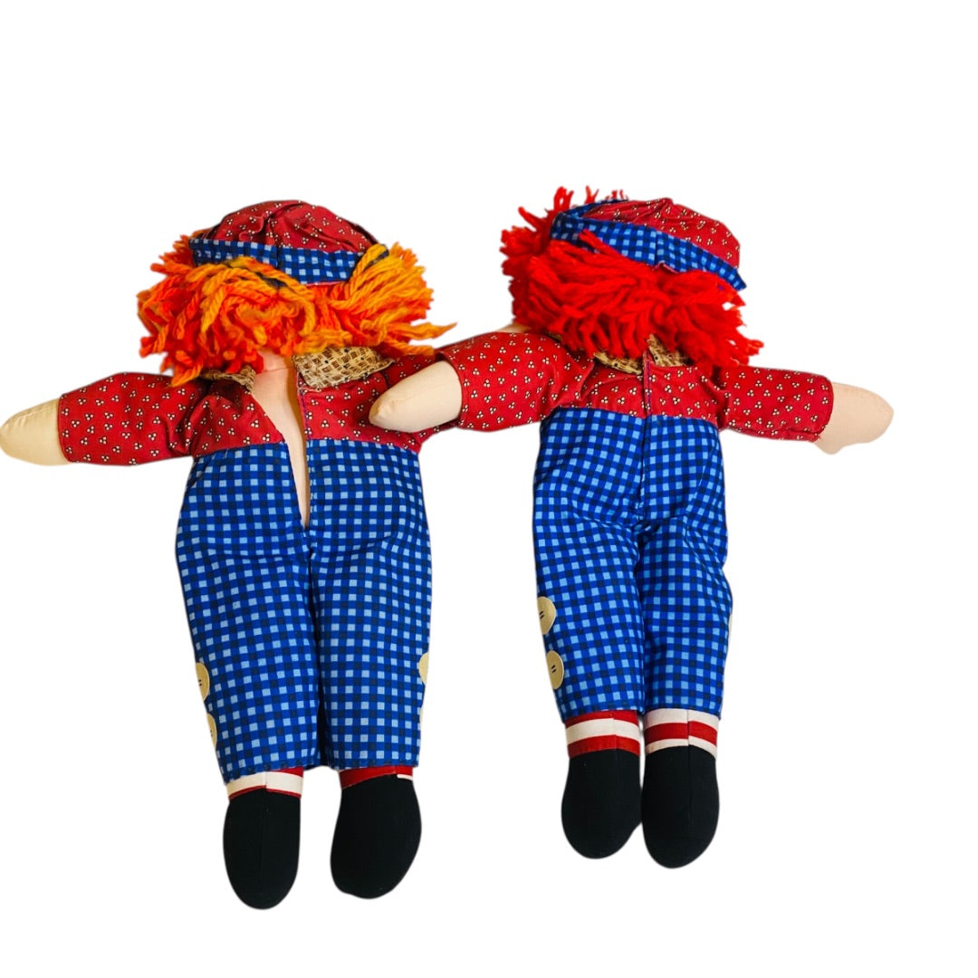 1996 Pair of Commemorative Raggedy Andy Rag Dolls Hasbro 12"