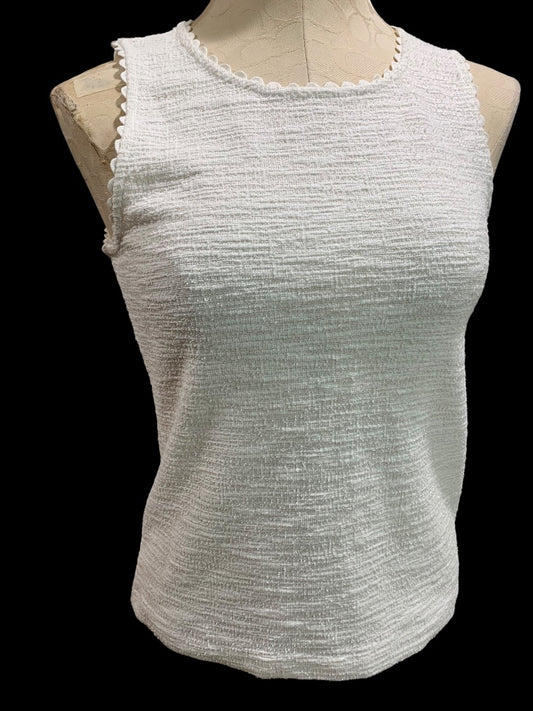 XS J.Crew Womens White Stretch Tweedy Sleeveless Shirt AJ095