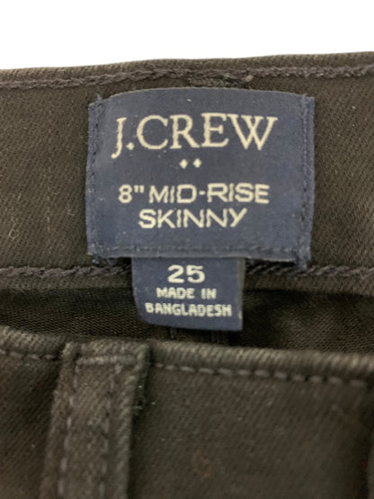 Size 25 J.Crew Womens Black 8" Mid-Rise Skinny Jeans Stretch Denim