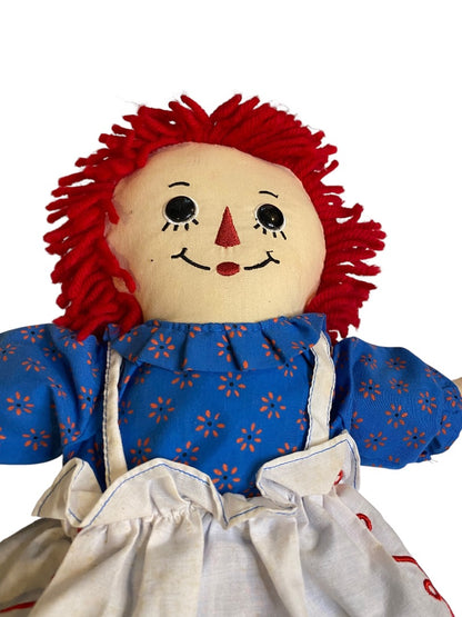Vintage Raggedy Ann Rag Doll 18" Button Eye Embroidered Face