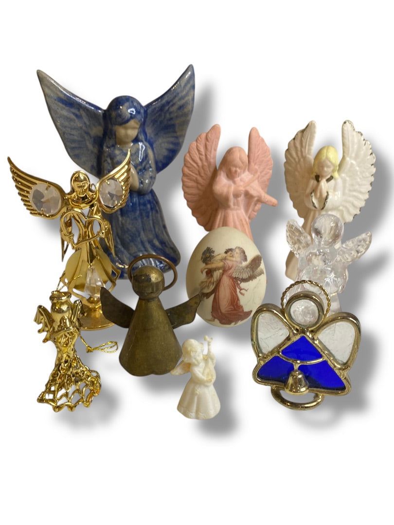 Lot of 10 Collectible Angel Figurines Tabletop Assorted 1.5"-5.5"