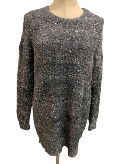 XS by Anthropologie New Eyelash Knit Mini Dress Sweater Silver Gray