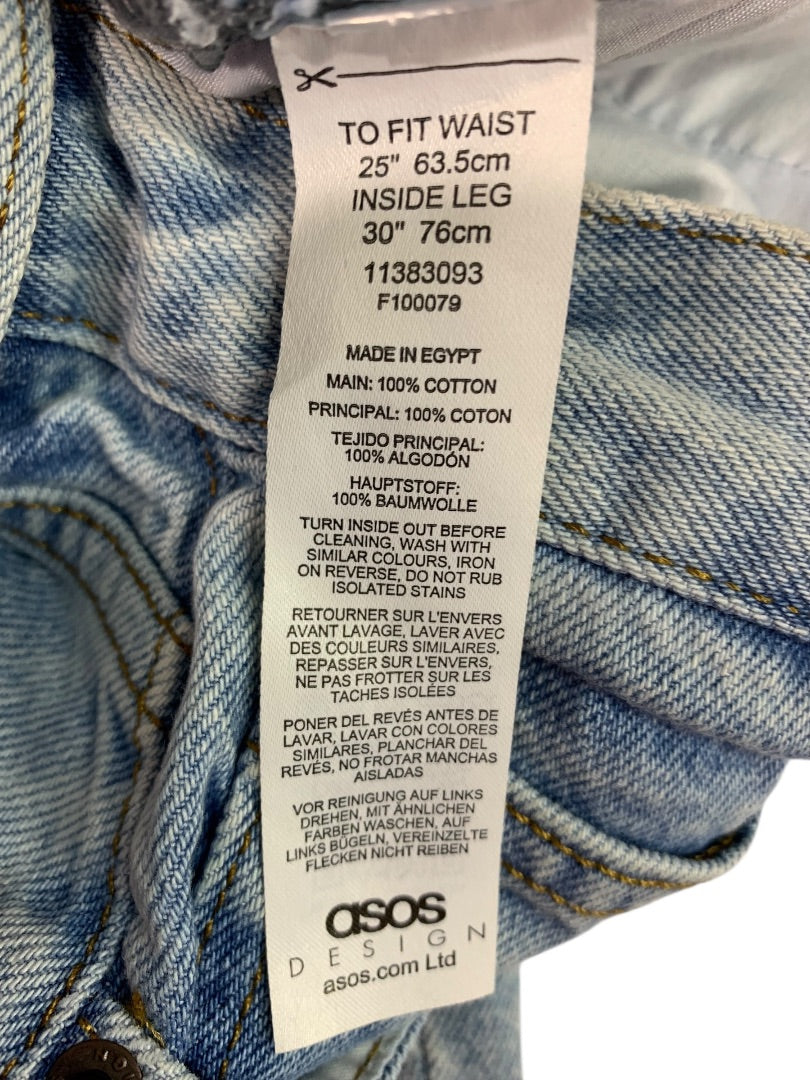 Size 25 Asos Buttonfly Womens Acid Wash Retro Jeans Denim Straight Leg