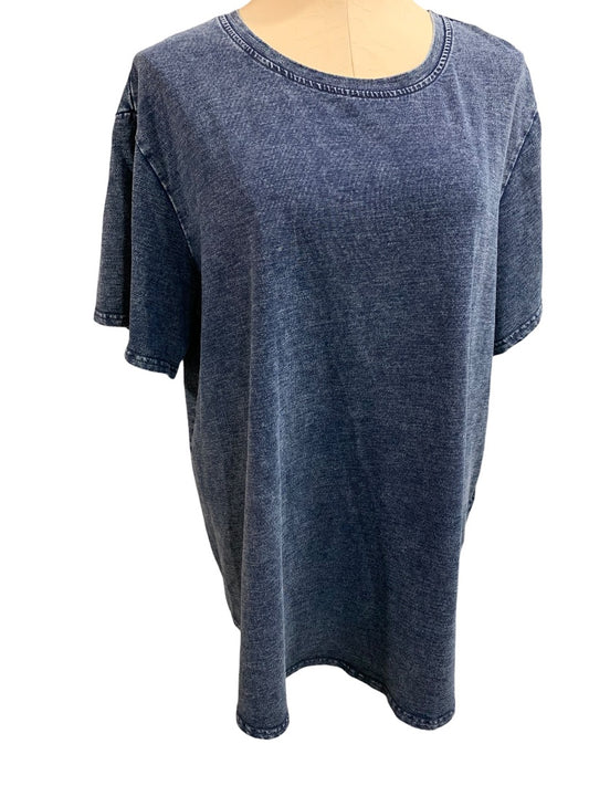 2X Jane & Delancey Womens Denim Look Tshirt Short Sleeve Blue