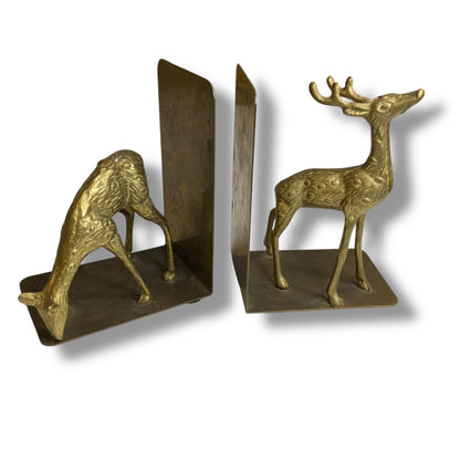Vintage Brass Deer Bookends Buck and Doe Bookends  Book Support Brackets