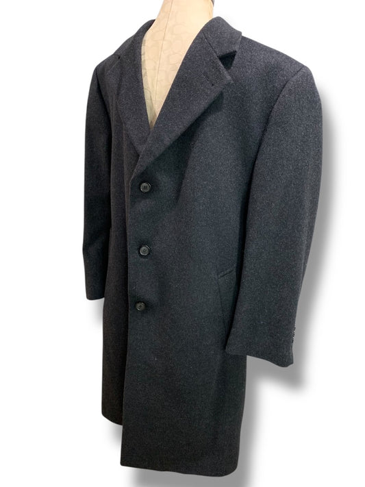 Size 42S Stafford Performance Mens Wool Blend Charcoal Overcoat Short