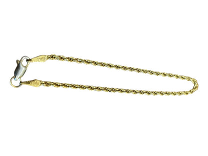 7" Gold Plated Rope Chain Bracelet Stamped 925