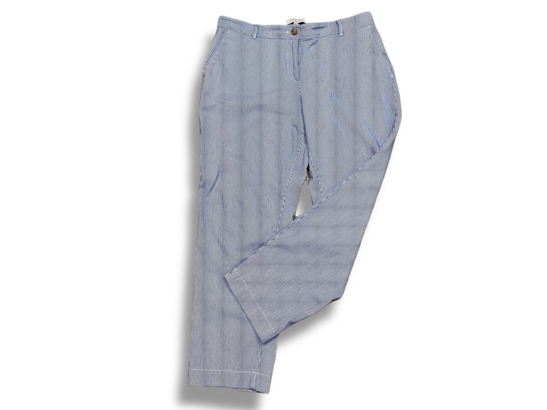 Size 14P Talbots Petite Womens Pinstripe Summer Chino Pants Blue White
