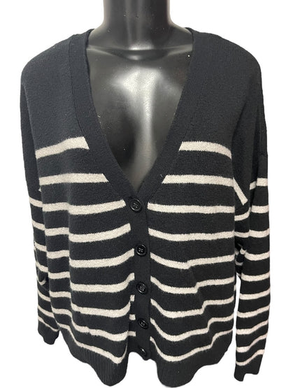 18/20 Lane Bryant Long Sleeve Button Down Striped Cardigan Black & White
