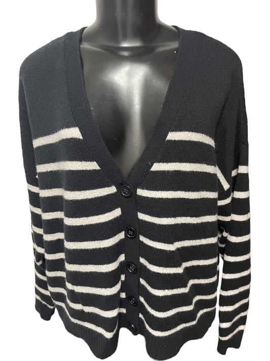 18/20 Lane Bryant Long Sleeve Button Down Striped Cardigan Black & White