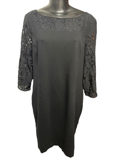 Size 16 Talbots Lace 3/4 Sleeve Back Zipper Dress Black