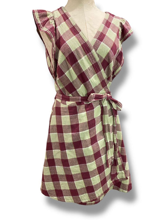 XL Madewell Gingham Wrap Mini Dress MC977 Cotton