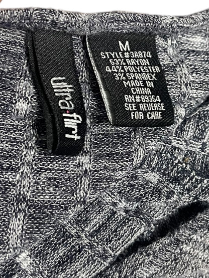 Medium Ultra Flirt Ribbed Fitted Womens Top Marled Purple Scoop Neck