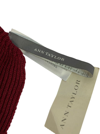 Ann Taylor Womens Ribbed Sweater Knit Scarf Merlot New Wool Blend