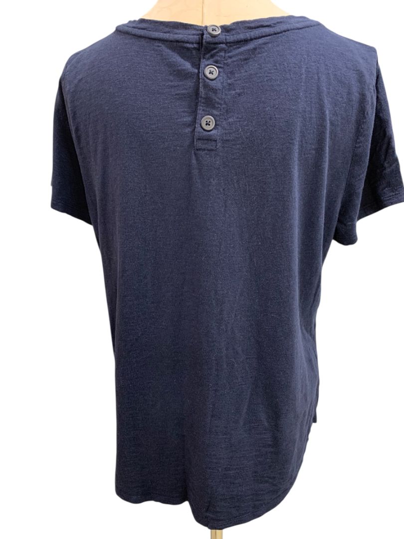 XL Talbots Womens Navy Blue Tshirt Short Sleeve Cotton Modal Blend