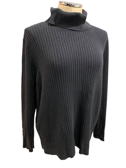 Size 2X Talbots Plus Womens Ribbed Black Turtleneck Sweater