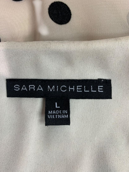 Large Sara Michelle Womens Sheer Sleeve Blouse Shirt Beige Banded